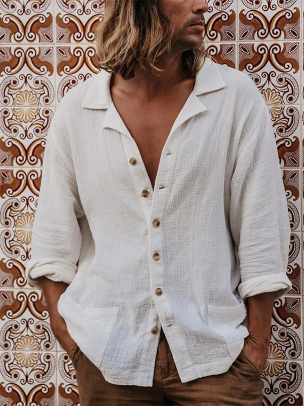 Men's Full Size Button Up Long Sleeve Shirt Plus Size, image 4