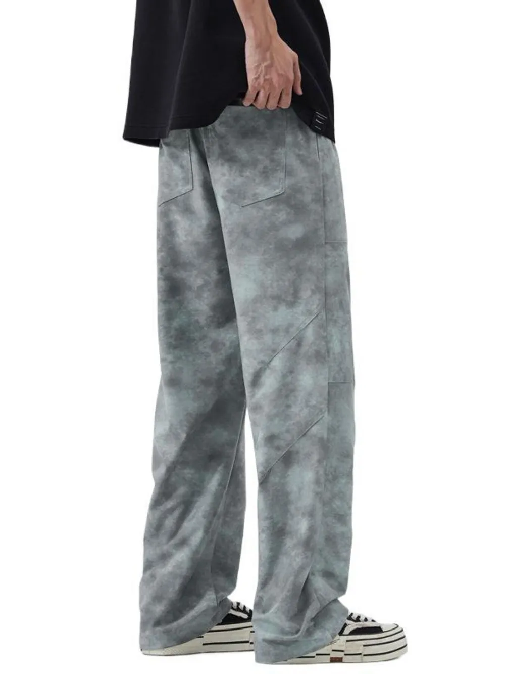 Men's Full Size Relaxed Fit Tie-Dye Wide Leg Cargo Pants Plus Size, image 4