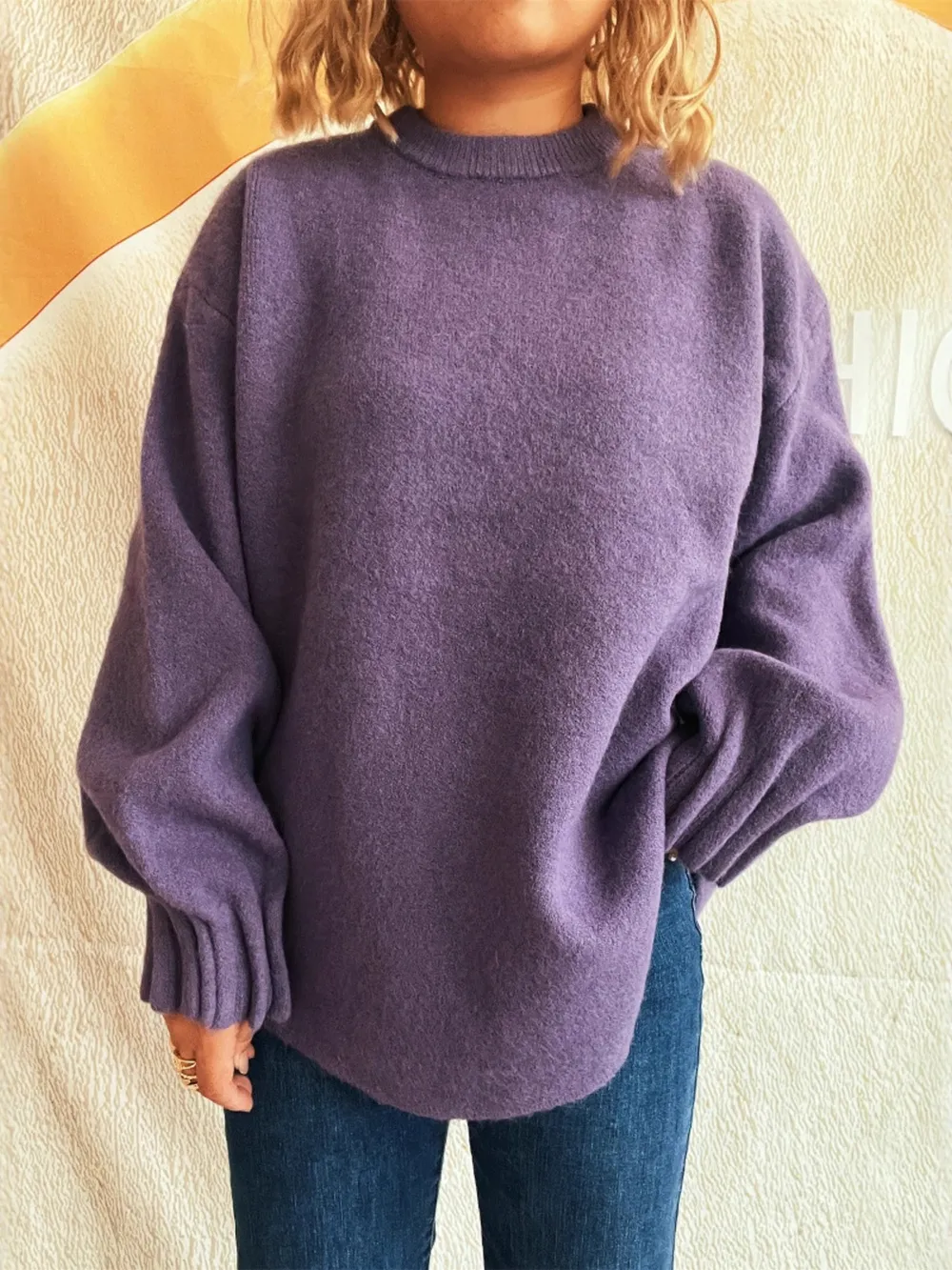 Round Neck Dropped Shoulder Sweater, image 16