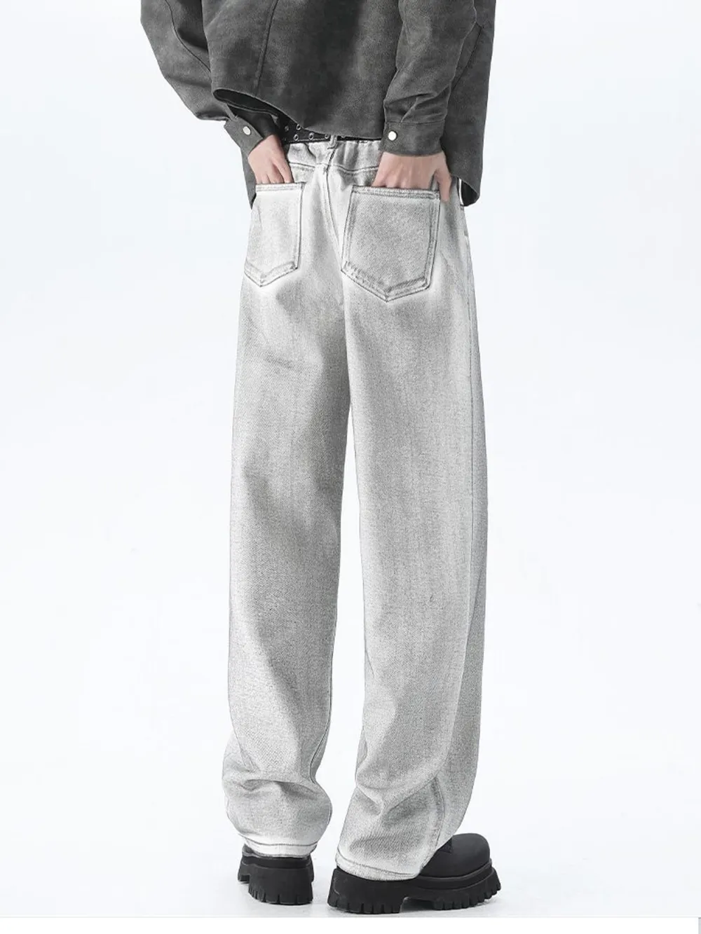 Men's Plus Size Wide Leg High Waisted Jeans, image 6