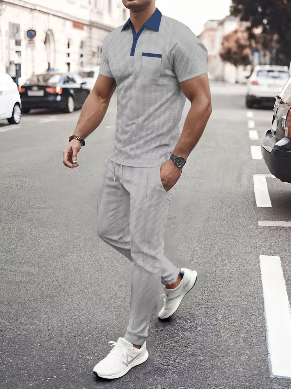 Men's Full Size Short Sleeve Polo and Pants Set Plus Size, image 11