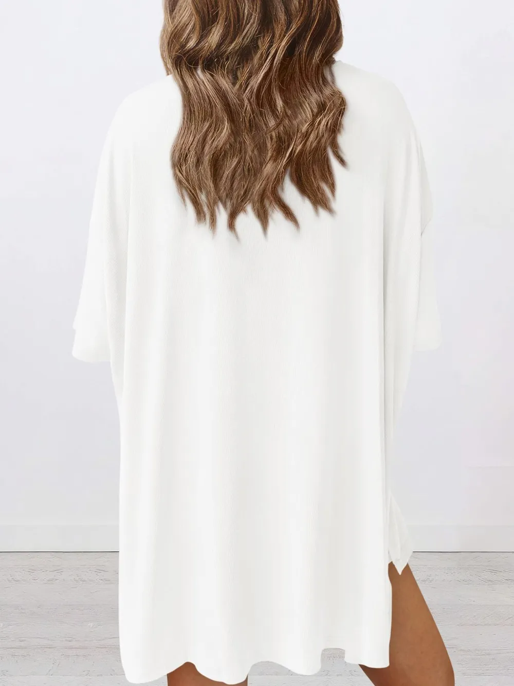 Full Size Oversized Slit Round Neck Top and Shorts Lounge Set Plus Size, image 21