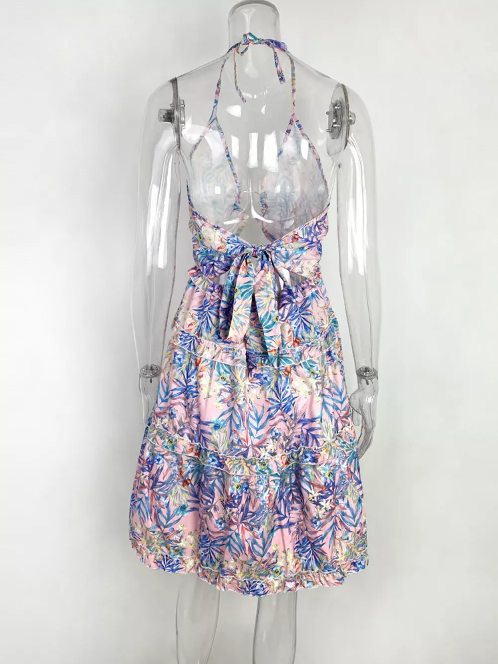 Colorful Print Halter Neck Ruffle Mini Dress, image 16