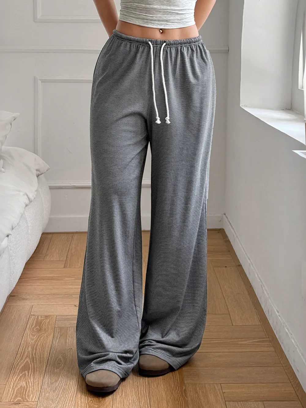 Drawstring Wide Leg Pants, image 2