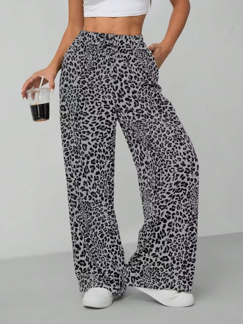 Leopard Print Wide Leg Pants, image 6