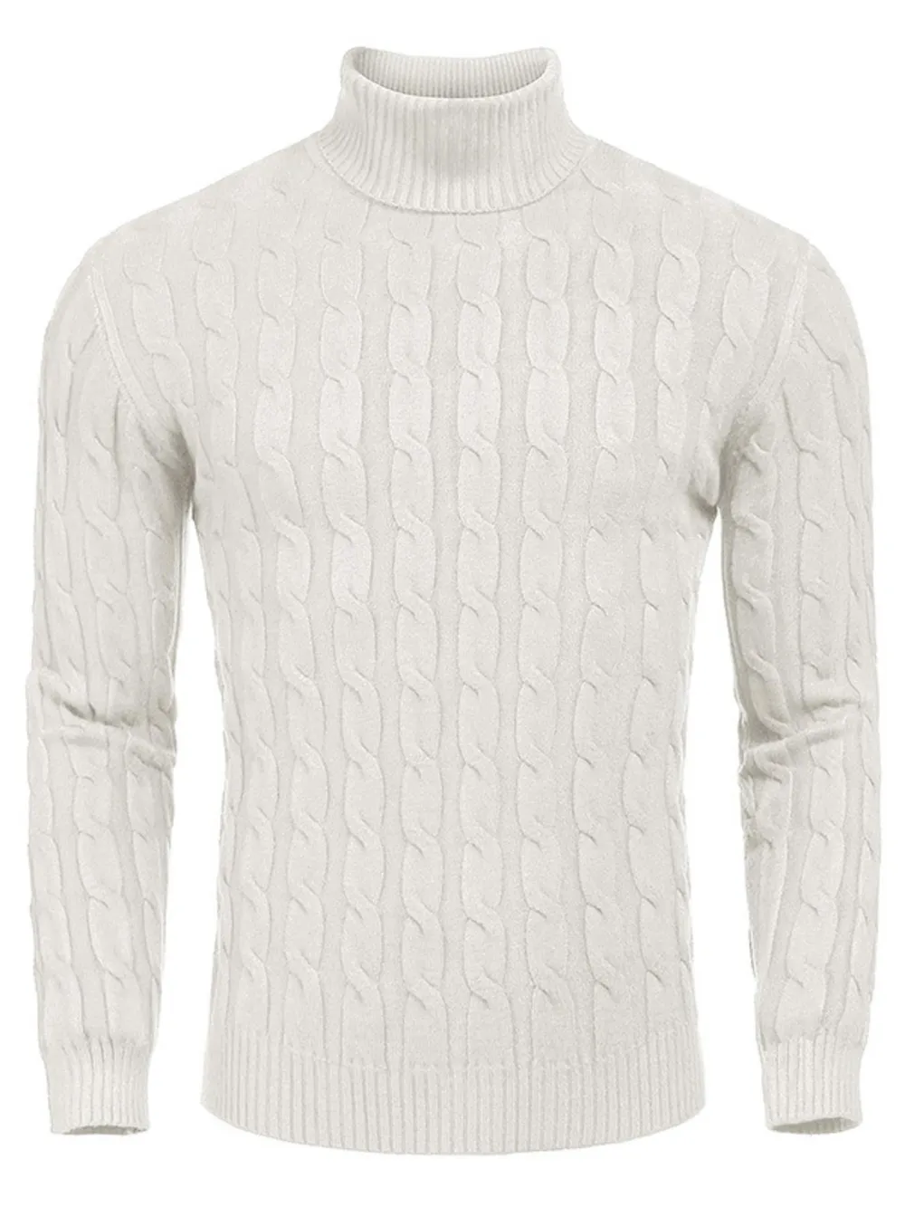Men's Cable Knit Turtleneck Sweater, image 18