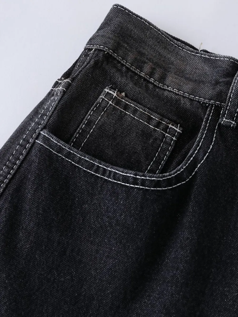 Men's Vintage Washed Wide Leg Denim Jeans, image 6