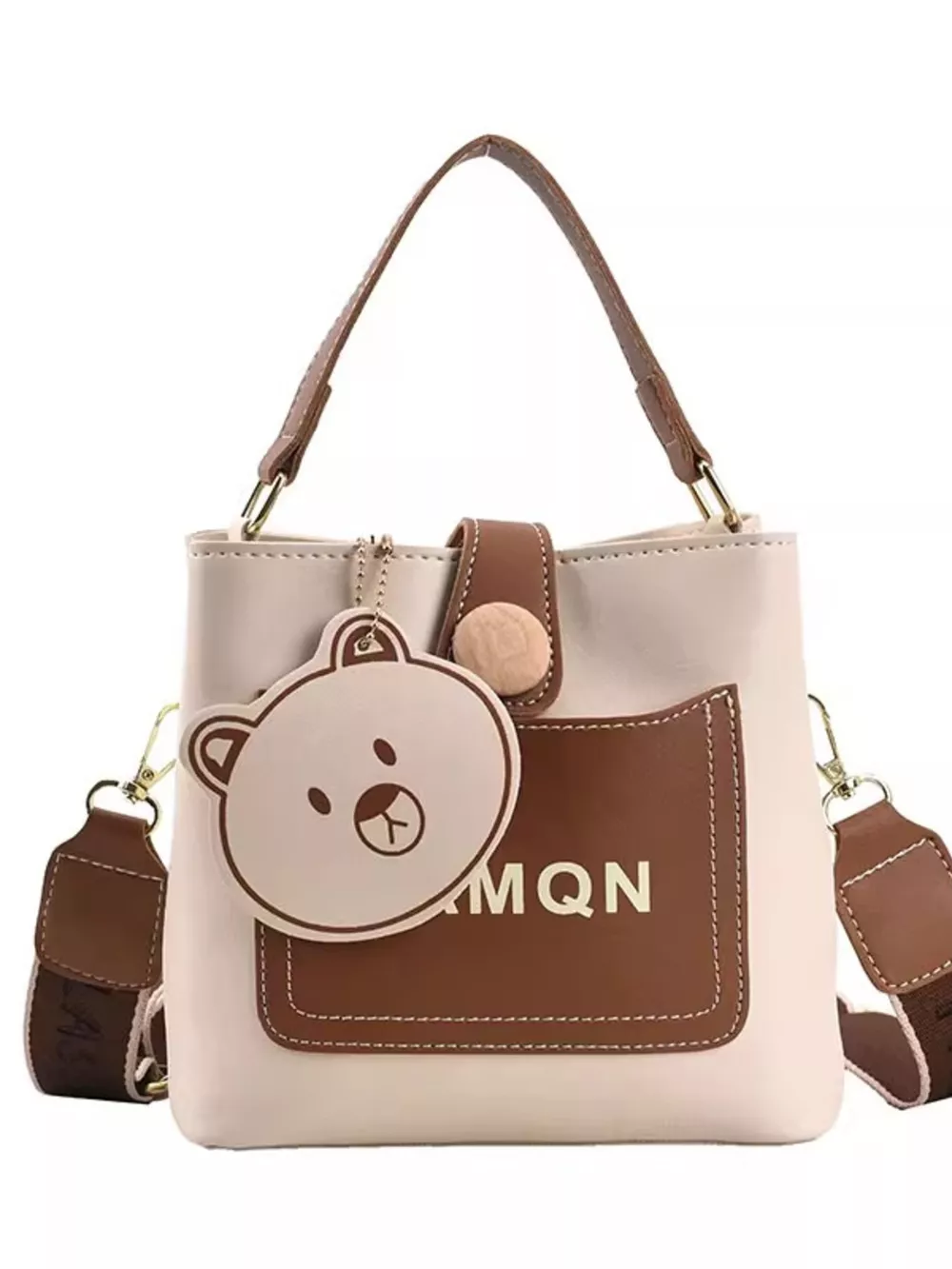 Bear Charm Bucket Crossbody Bag, image 4