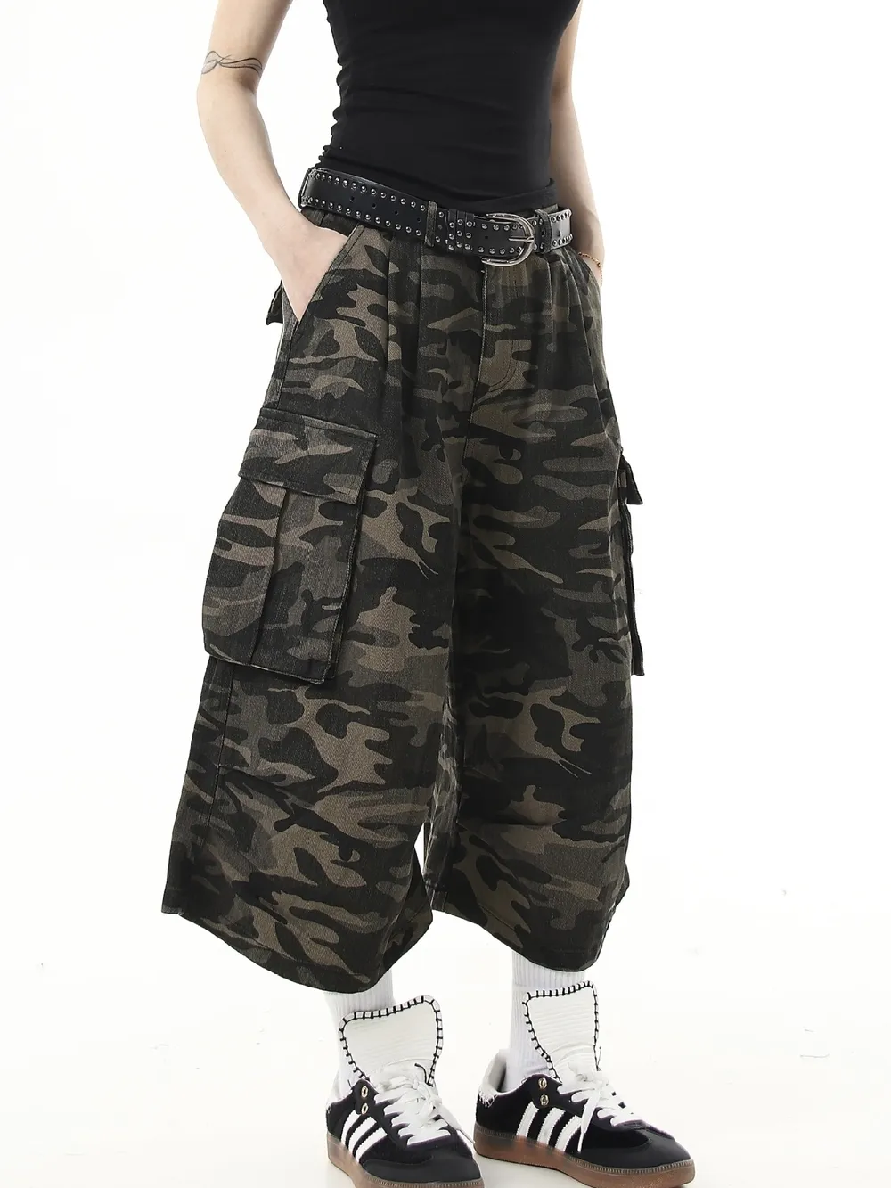 Men's Full Size Camouflage Cargo Denim Shorts Plus Size