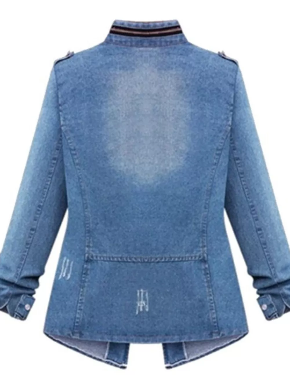 Full Size Chest Pocket Zip Up Denim Jacket Plus Size, image 3