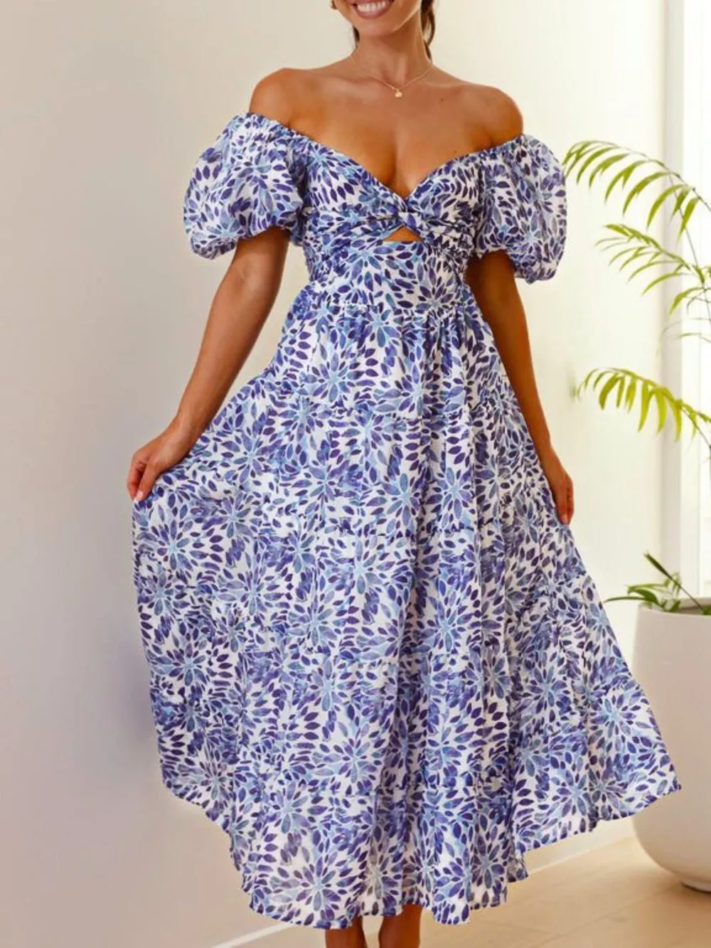 Off-Shoulder Floral Tiered Dress with Ruffle Details, image 30