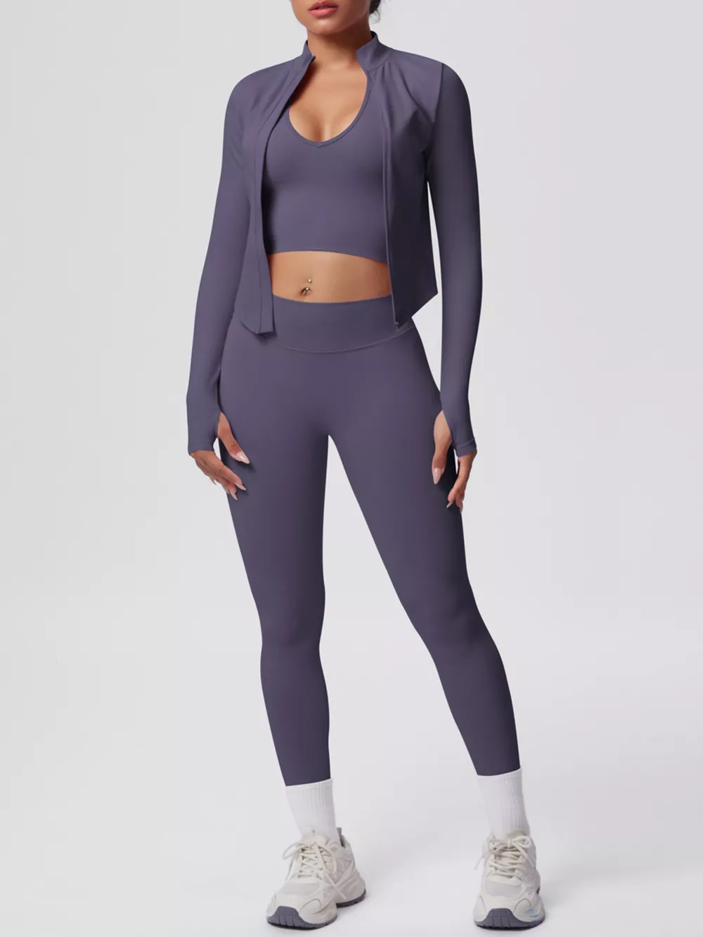 Tank & Zip-Up Jacket and Leggings Three-Piece Active Set, image 13