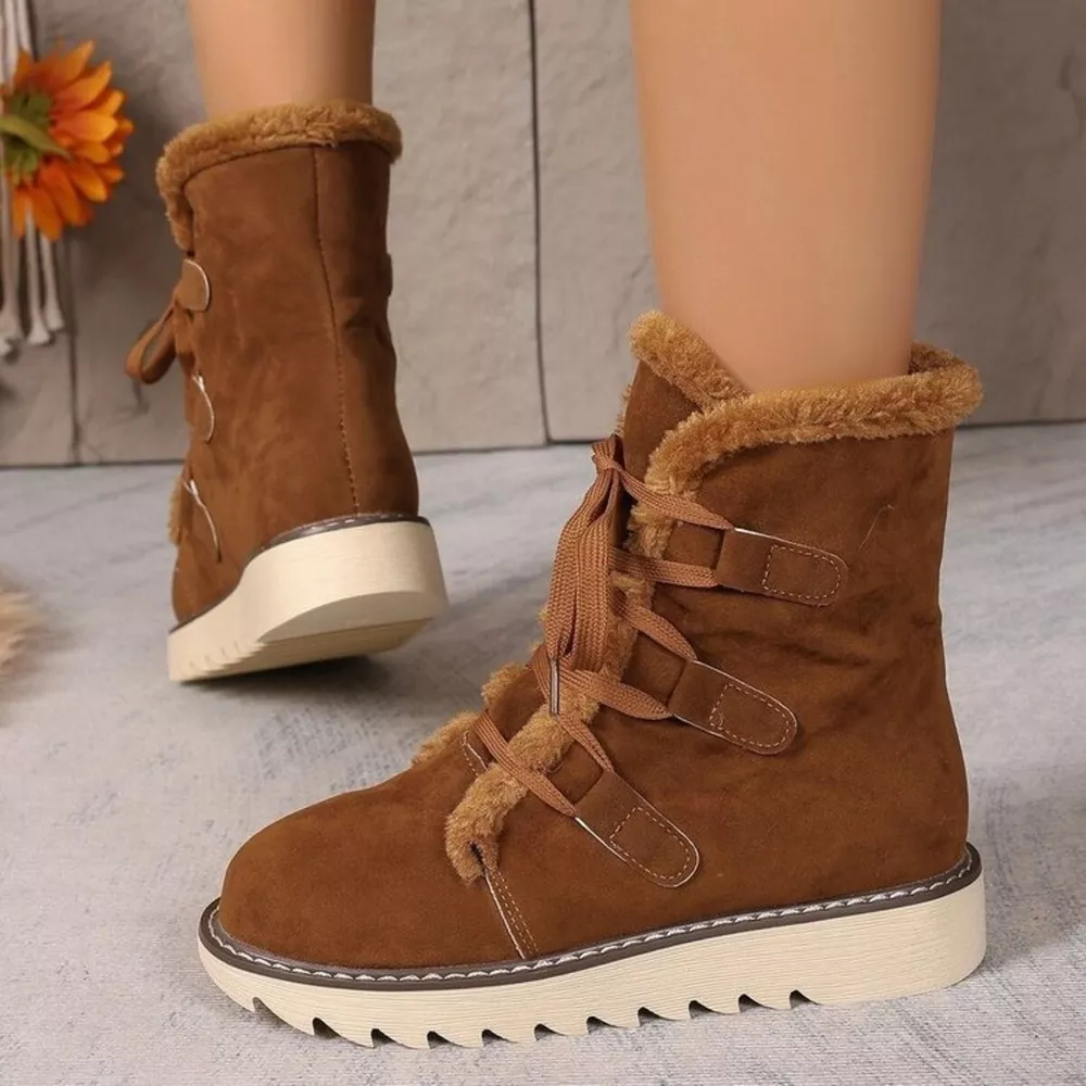 Fuzzy Trim Lace-Up Boots, image 10