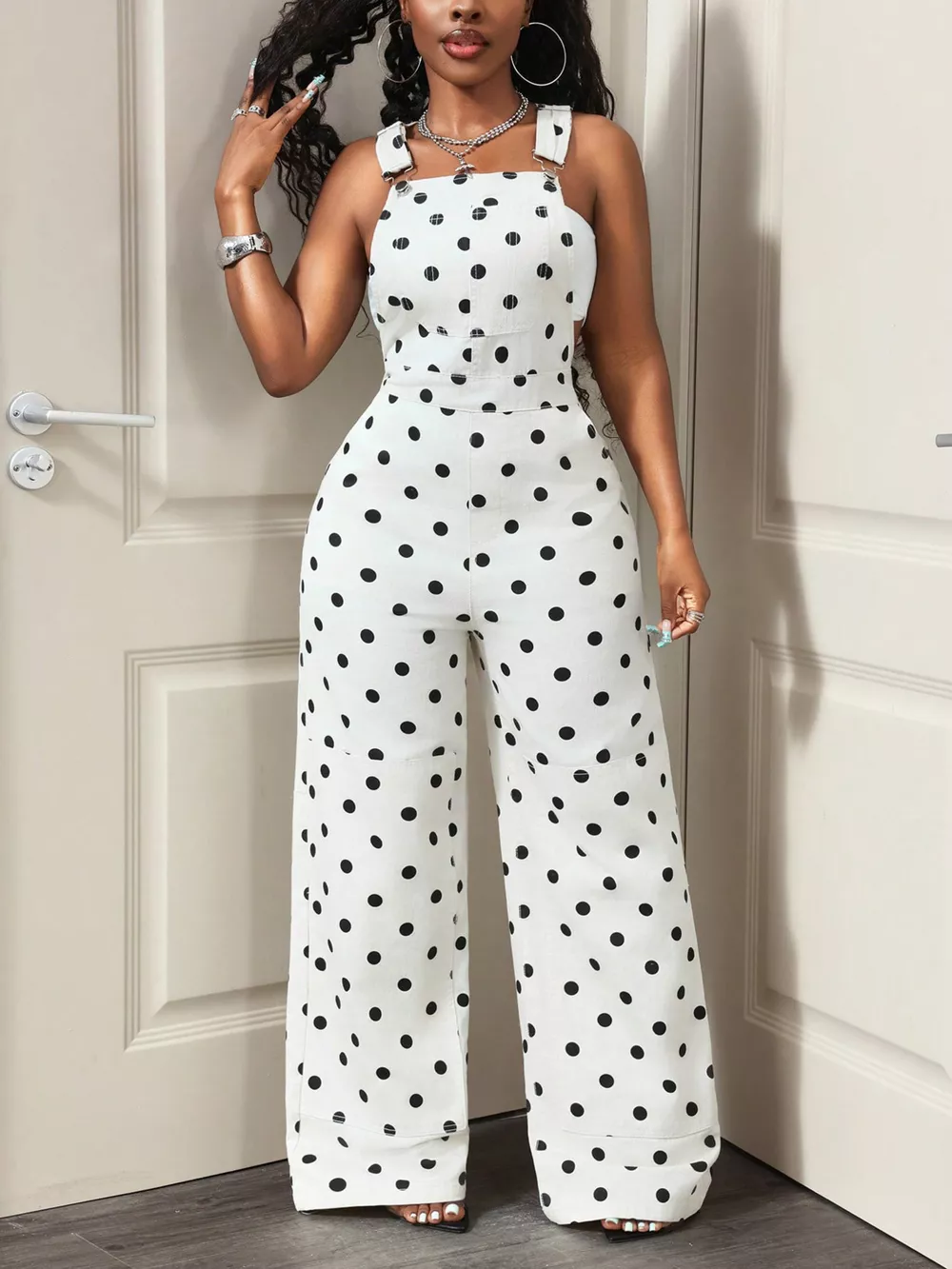 Wide Leg Denim Overalls with Adjustable Straps