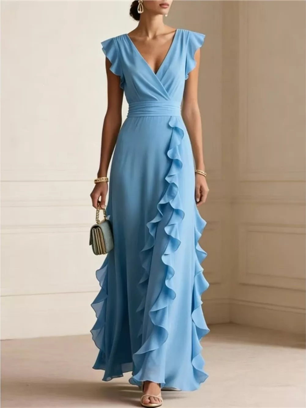 Ruffled Surplice Maxi Dress, image 7