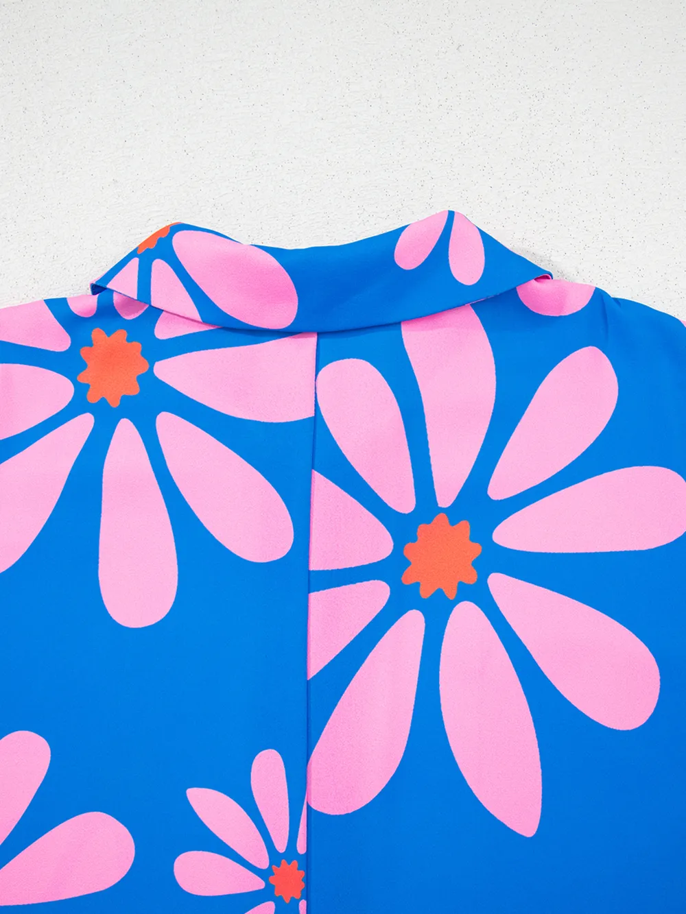 Summer Flower Print Shirt Collar Button Front Loose Romper, image 13