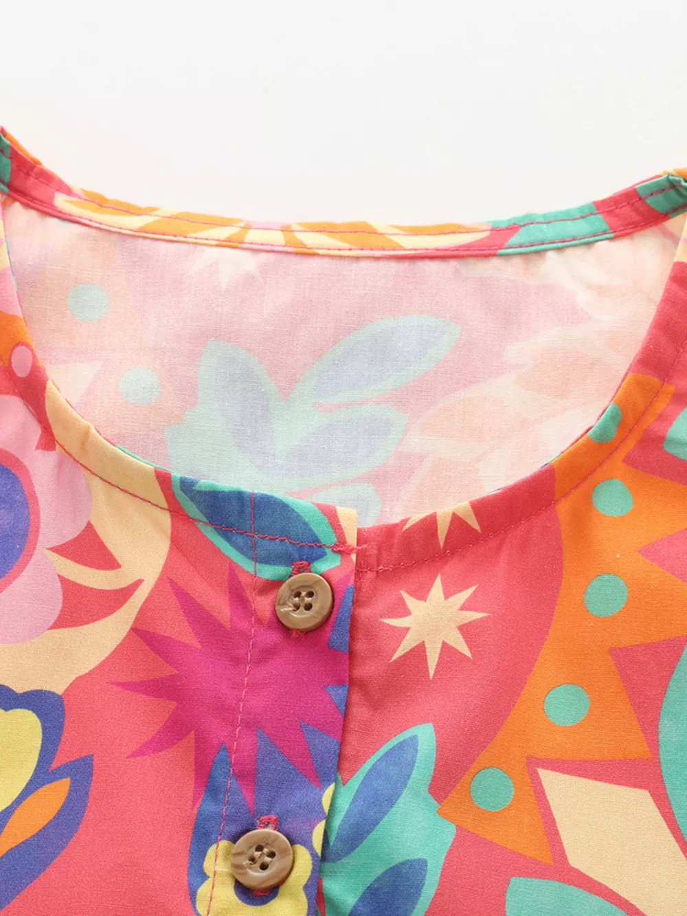 Children's Floral Print Button Detail Casual Dress, image 5