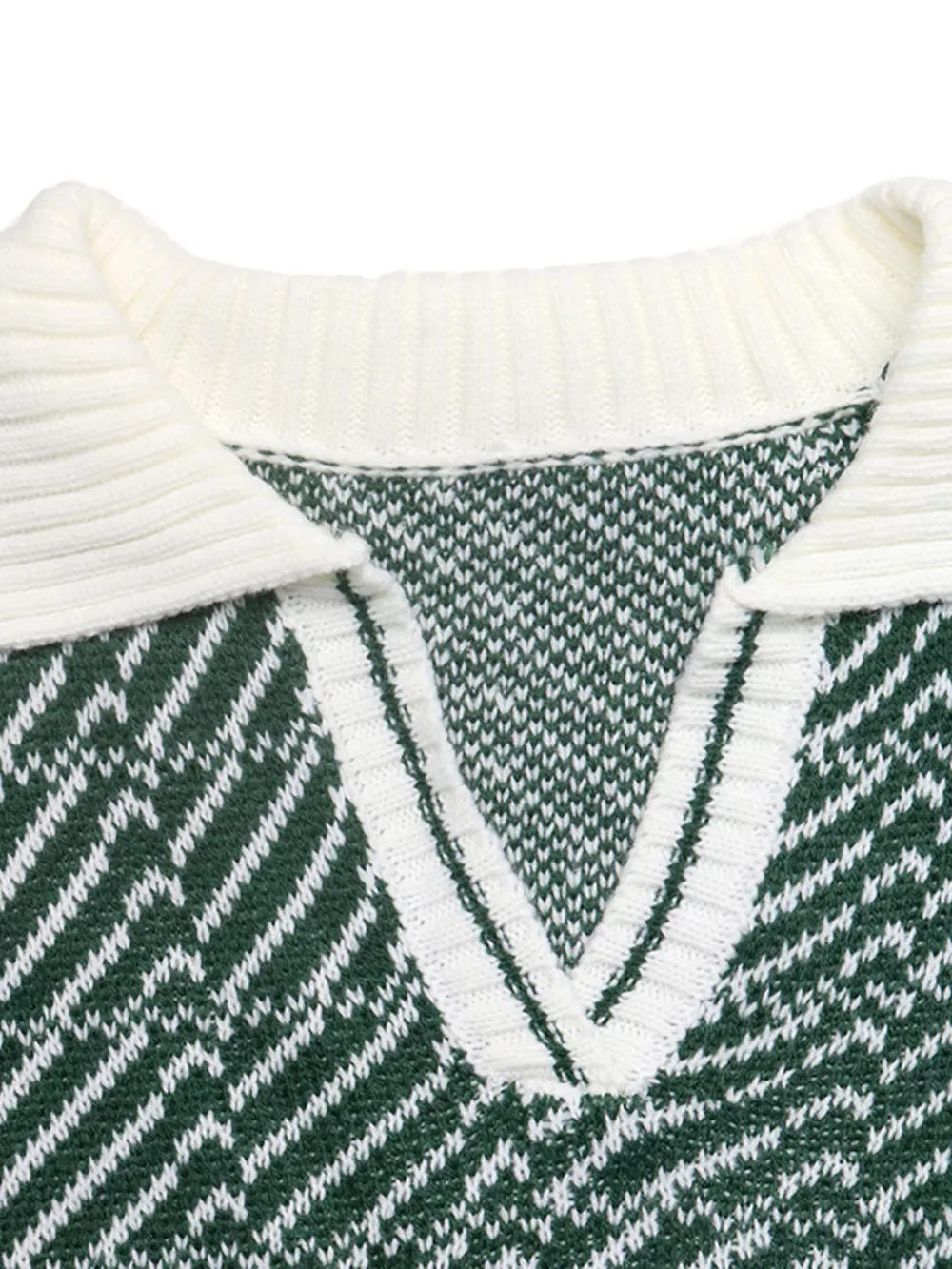 Geometric Patterned Collared Sweater, image 11