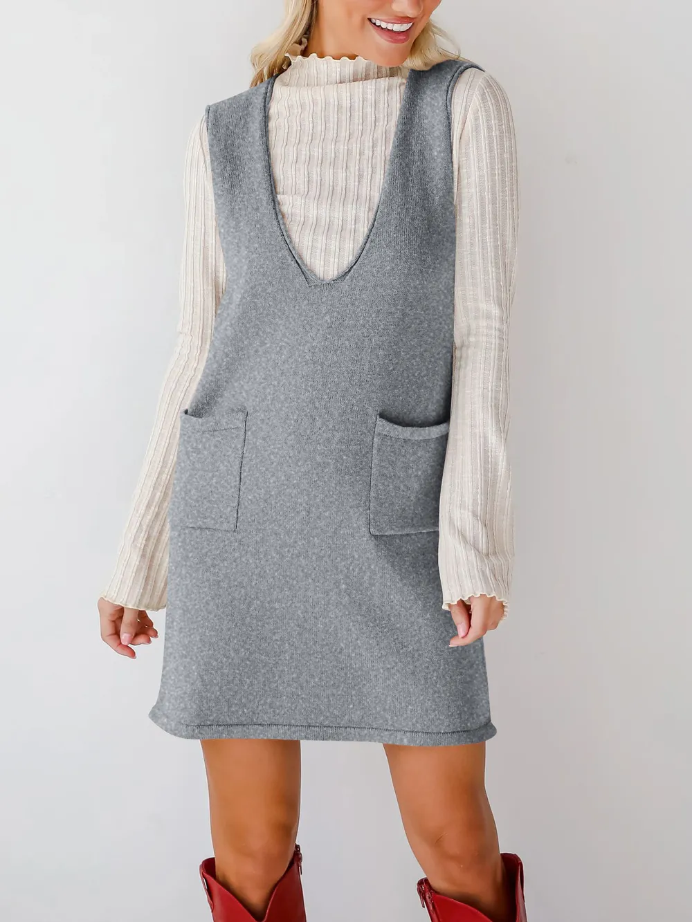 Sleeveless Knit Dress with Pockets, image 9