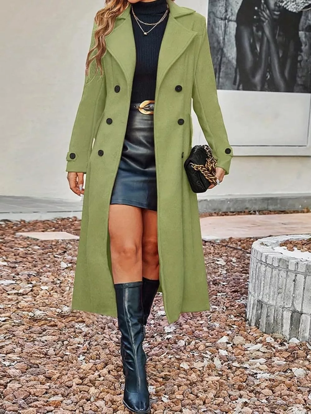 Full Size Double-Breasted Longline Trench Coat Plus Size, image 10