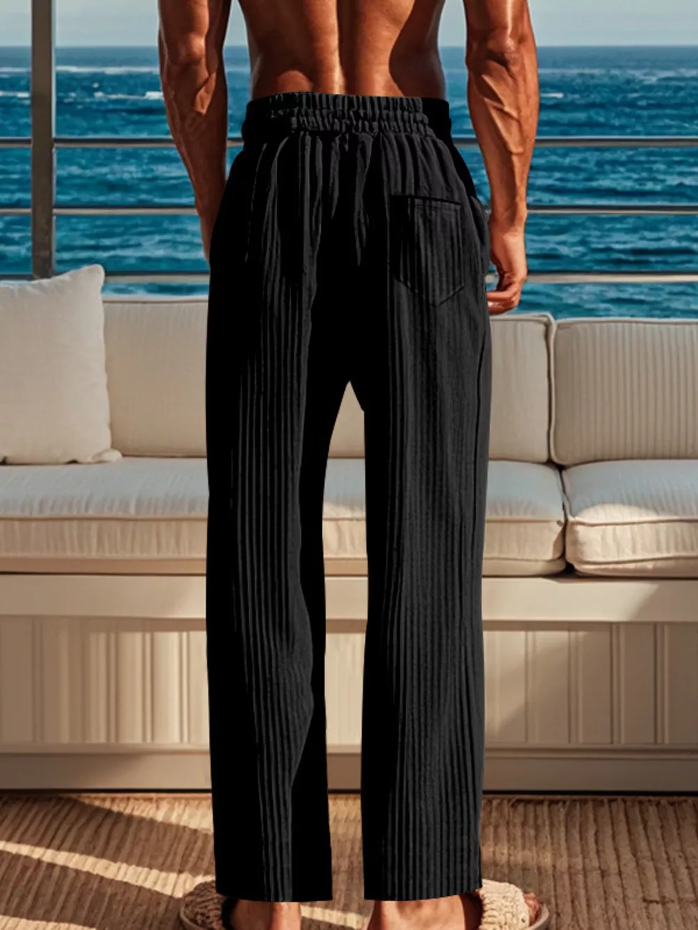 Men's Full Size Ribbed Knit Wide-Leg Pants Plus Size, image 7