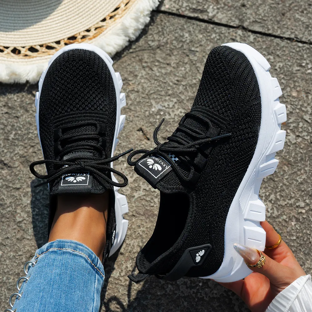 Mesh Lace Up Platform Athletic