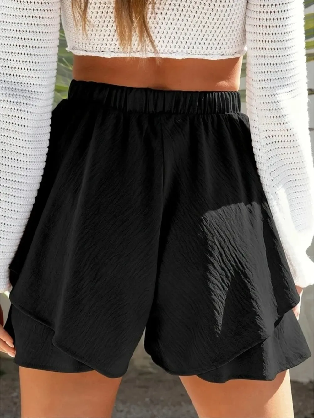 High-Waisted Elastic Waistband Layered Shorts, image 9