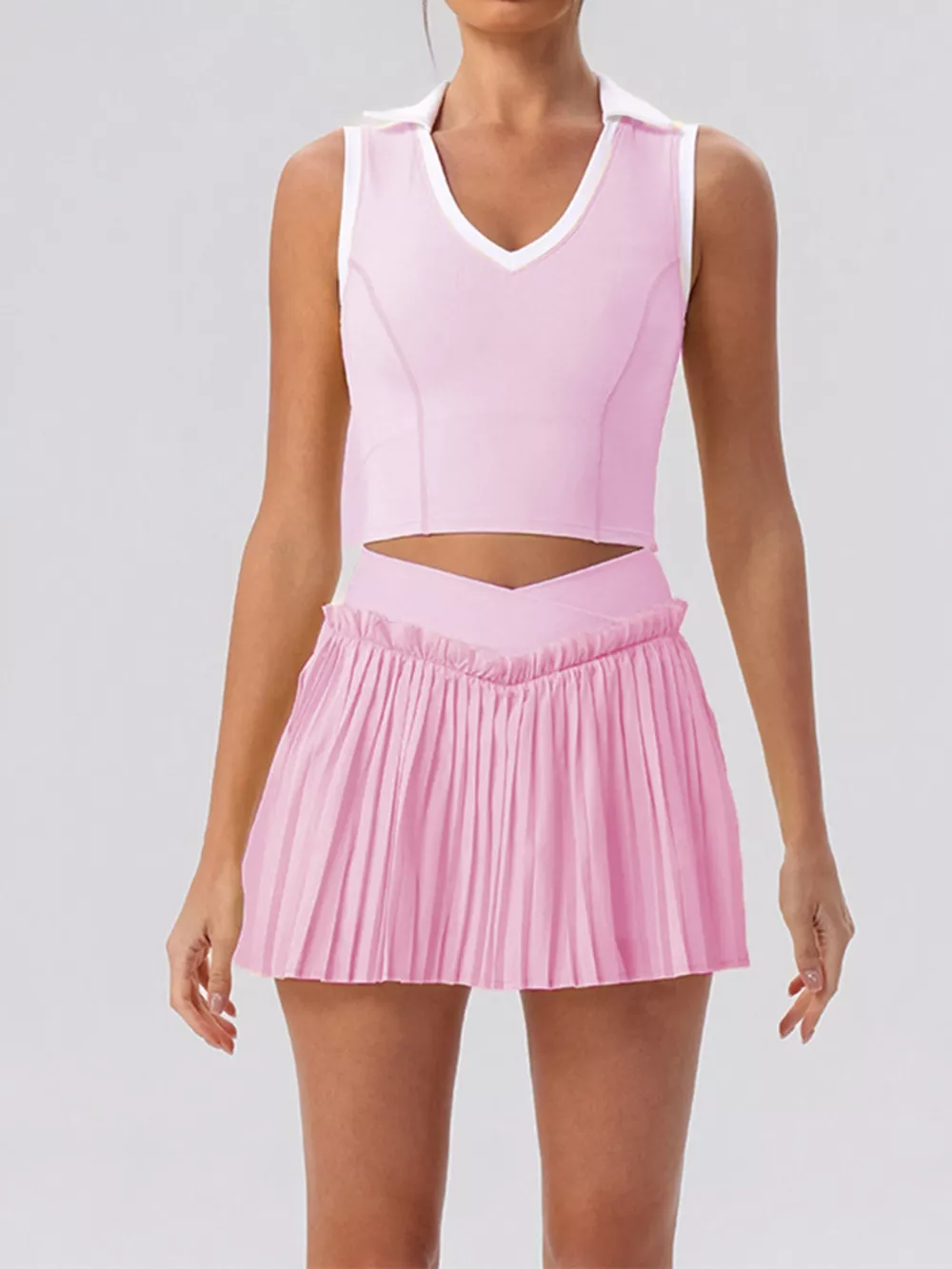 Sleeveless Top and Pleated Skirt Active Set, image 13