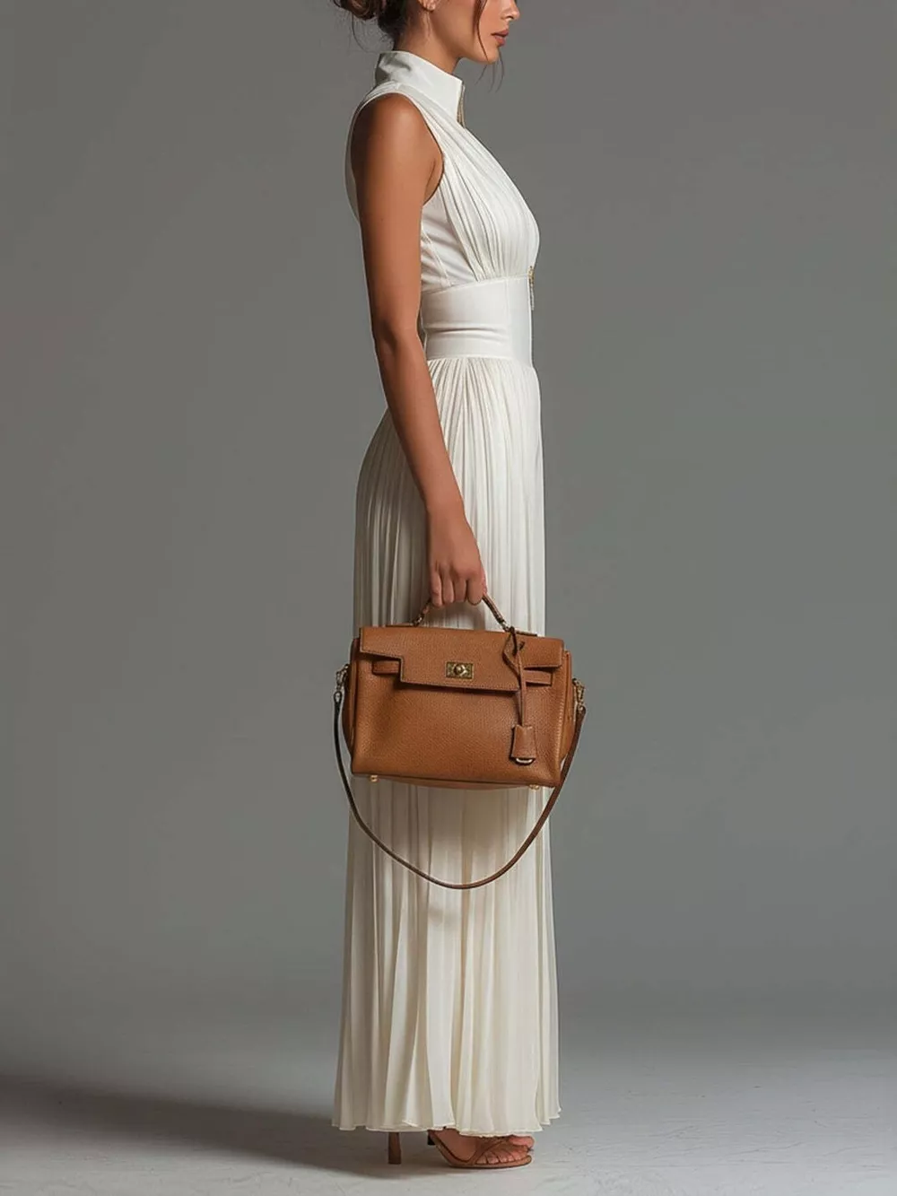 Sleeveless Pleated Jumpsuit with Front Zipper, image 4