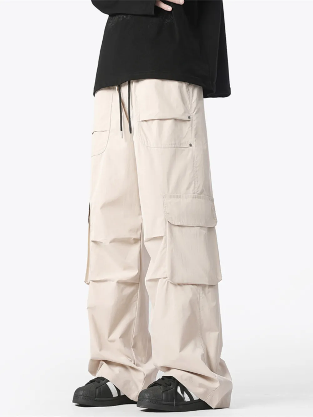 Men's Plus Size Wide Leg Cargo Pants, image 3