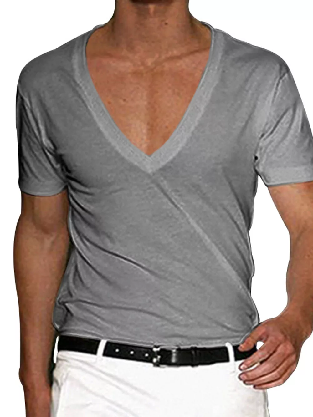Men's Full Size Deep V-Neck T-Shirt Plus Size, image 6