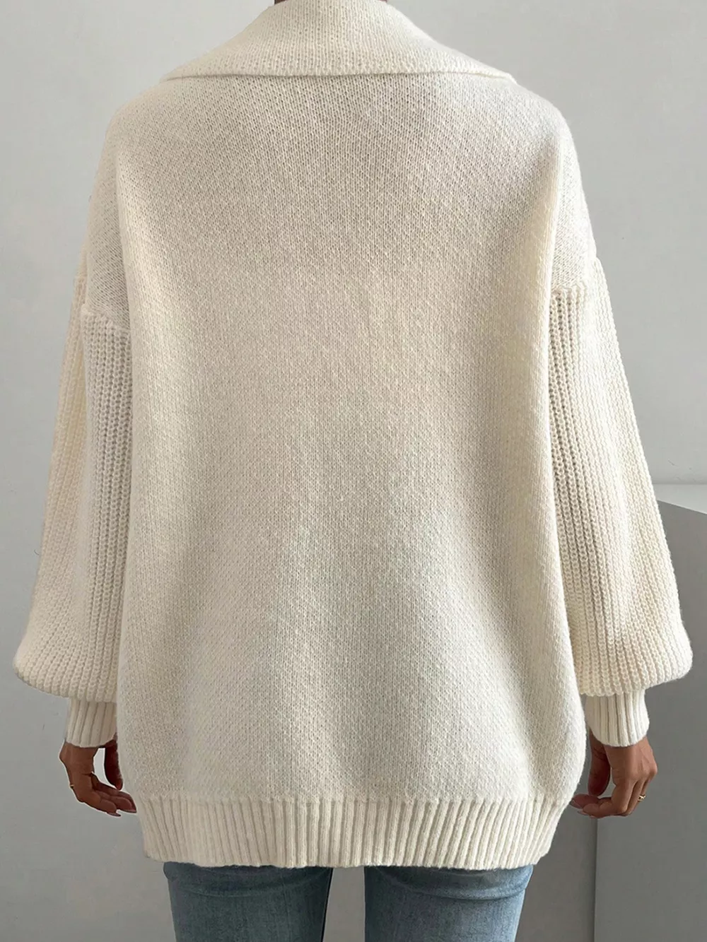Solid Color Knit Lapel Collar Single Button Sweater Cardigan, image 14