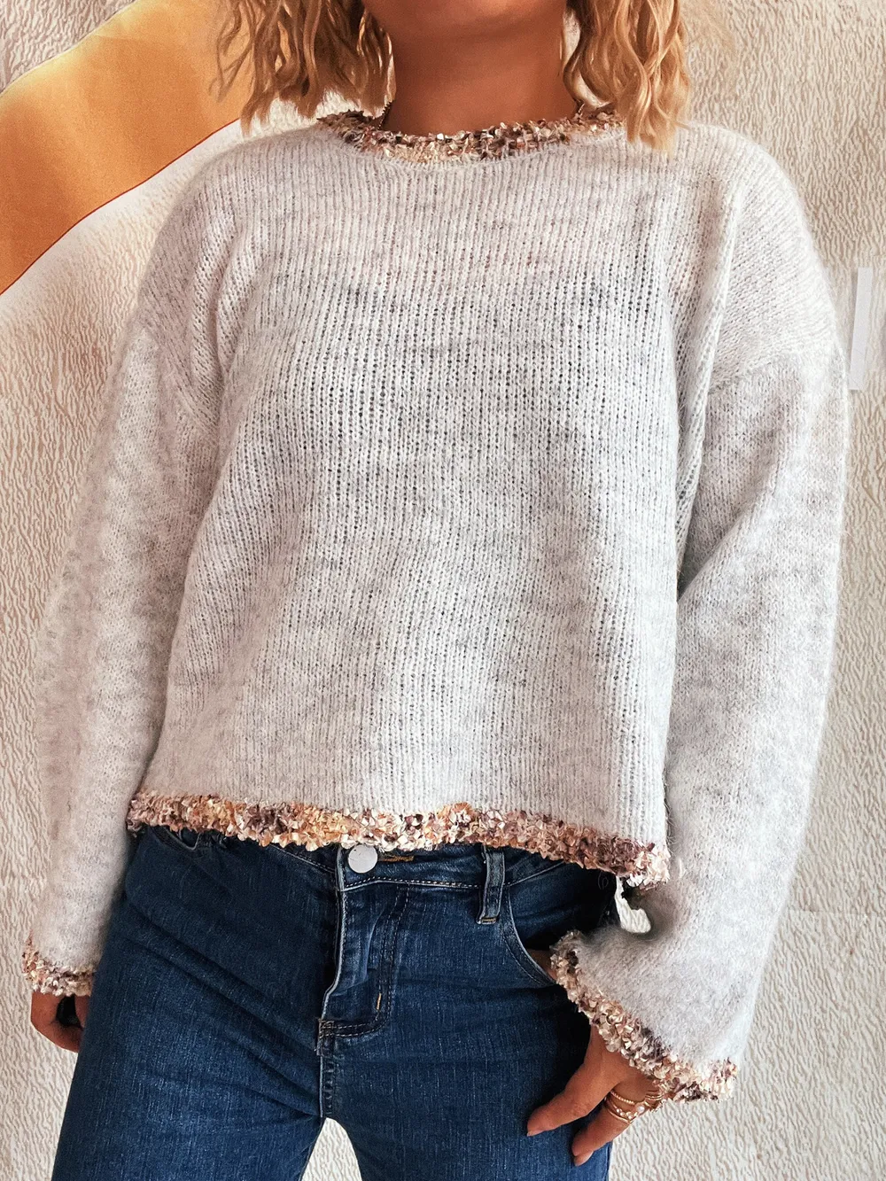 Round Neck Cropped Sweater, image 3
