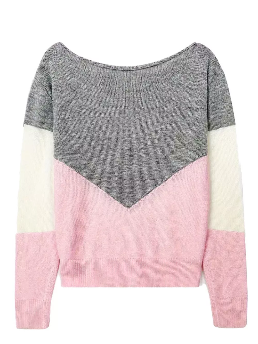 Openwork Color Block Long Sleeve Sweater, image 6
