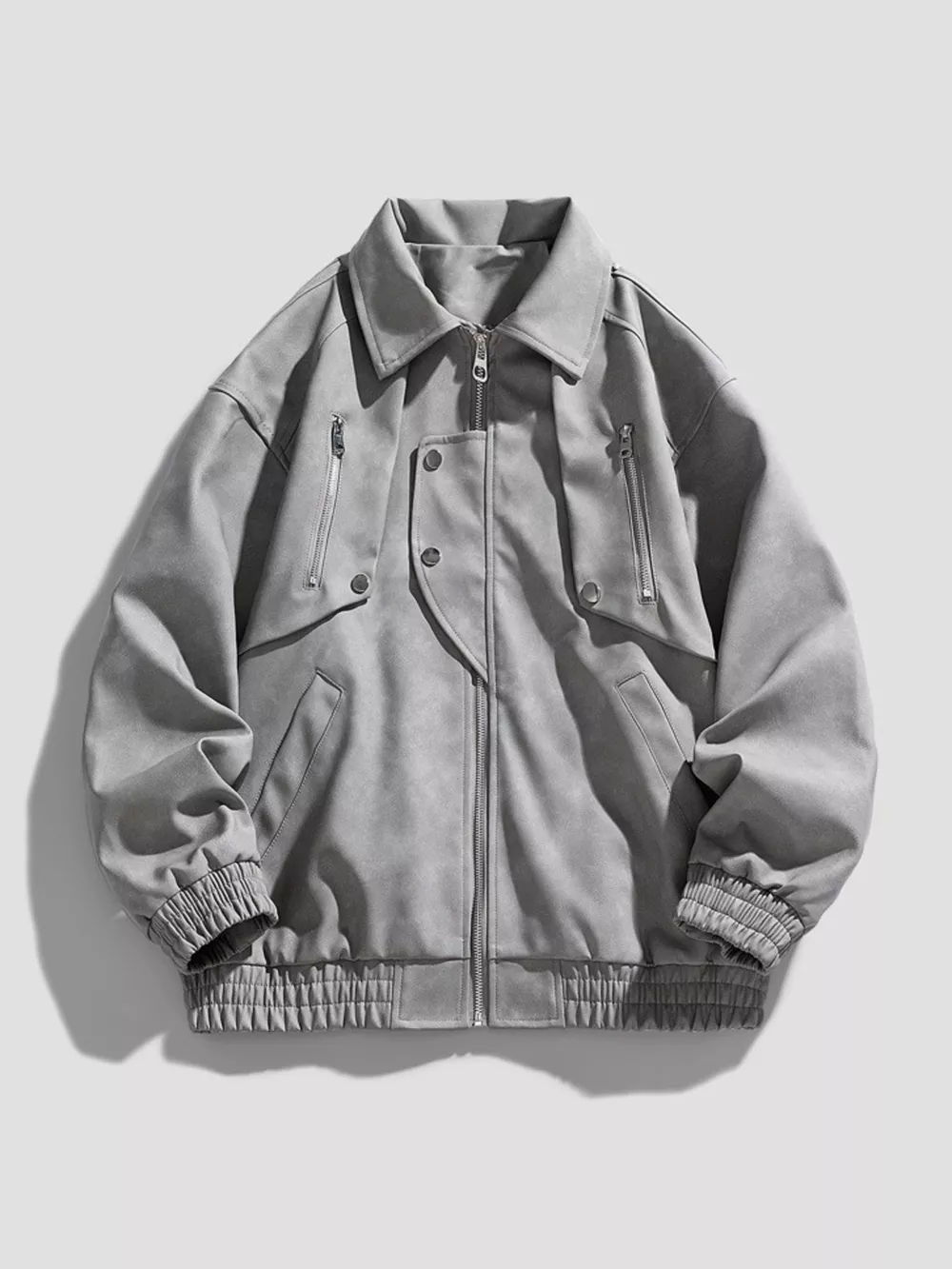 Men's Plus Size Zip-Up Collared Neck Jacket, image 2