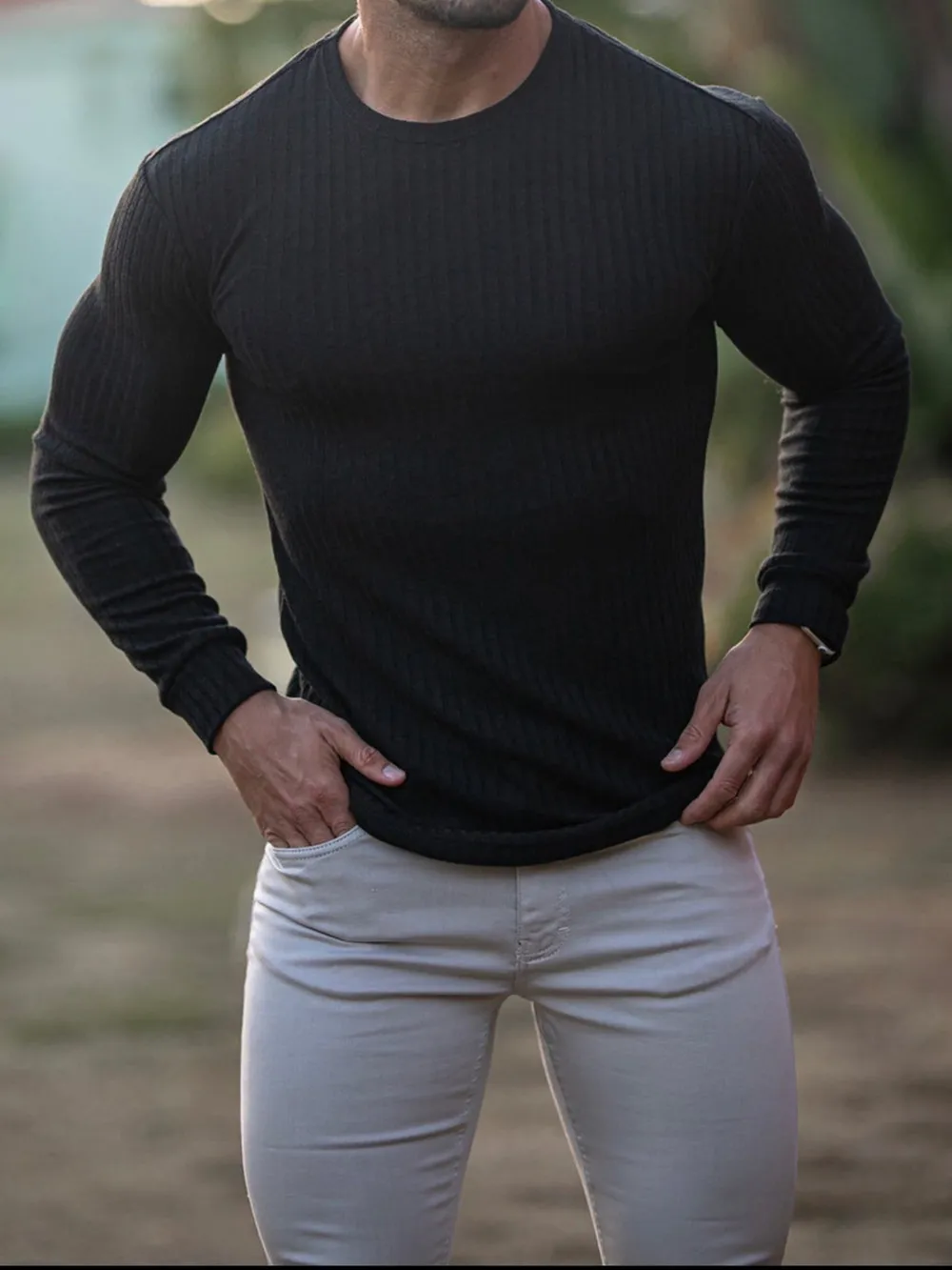 Men's Plus Size Long Sleeve Fitted T-Shirt, image 2