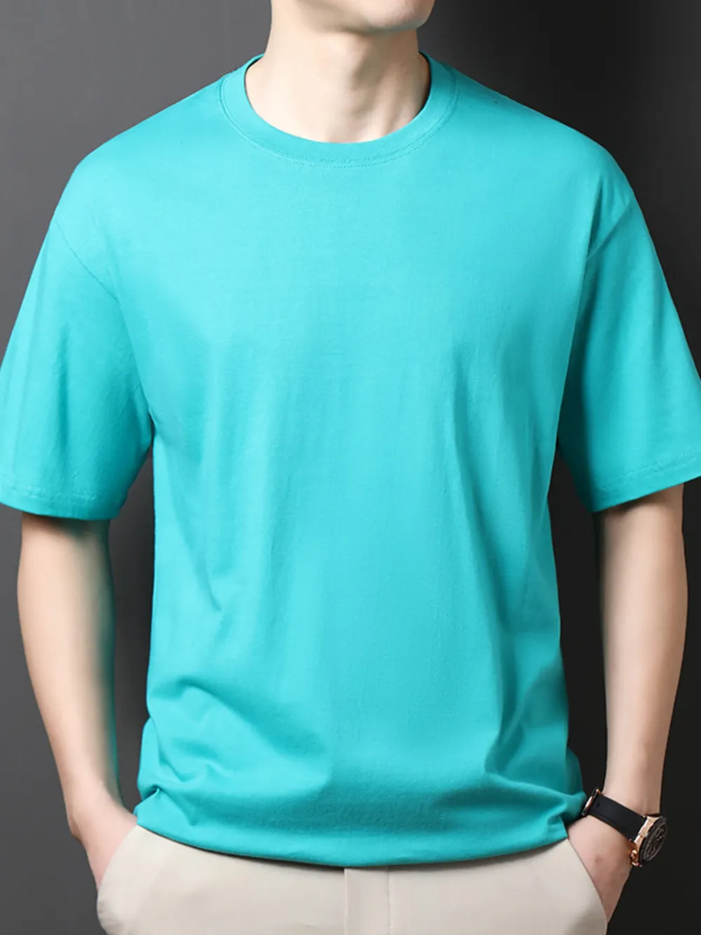 Men's Full Size Round Neck Half Sleeve T-Shirt Plus Size, image 2