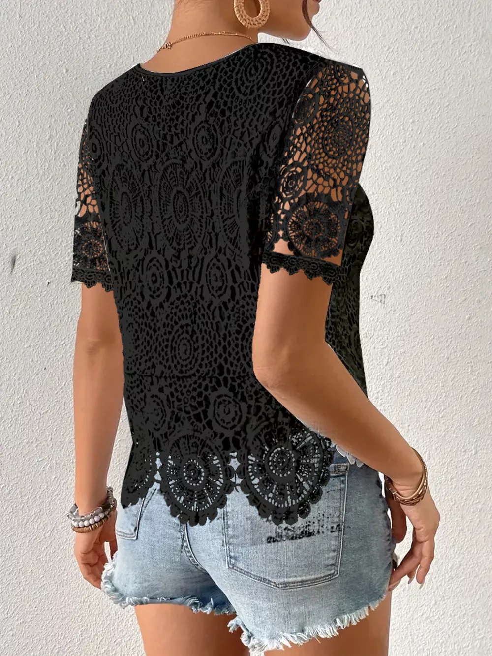 Lace Short Sleeve Blouse, image 7