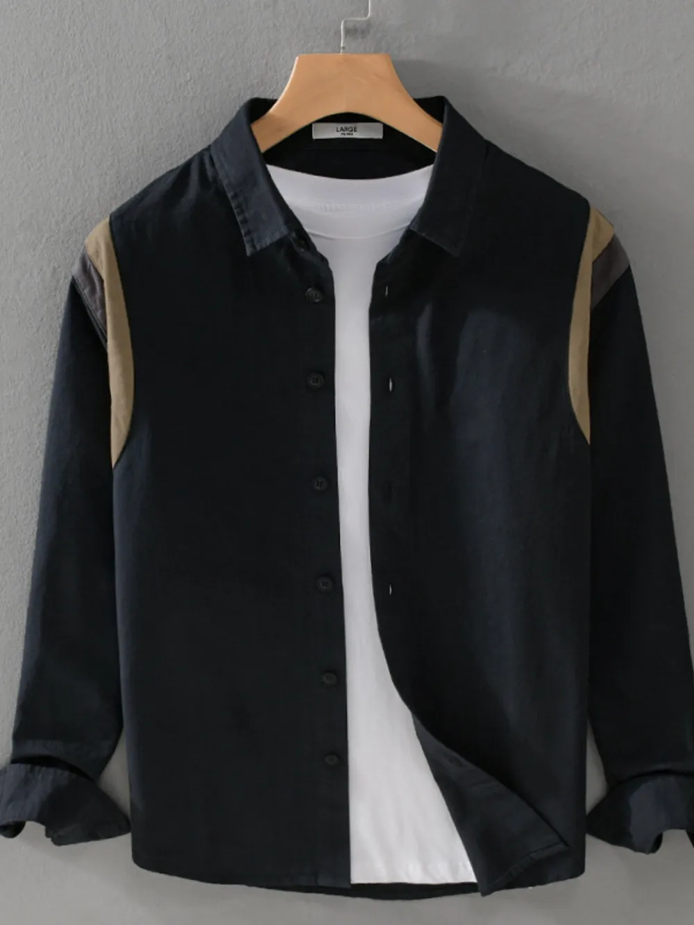 Men's Plus Size Button-Up Long Sleeve Shirt