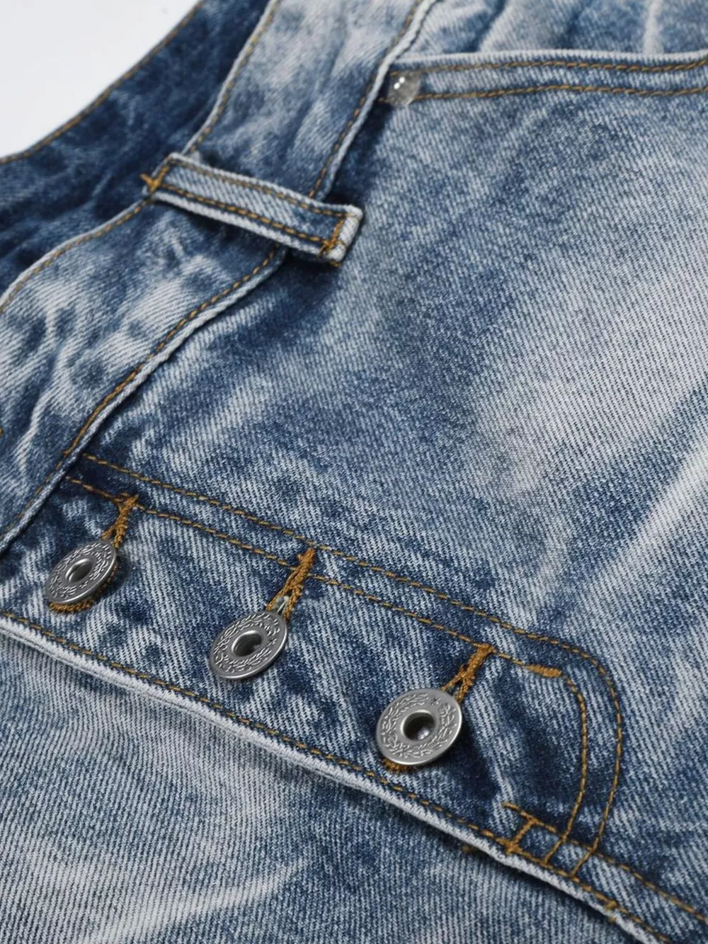 Men's High-Waisted Asymmetric Button-Fly Wide-Leg Denim Capris, image 7