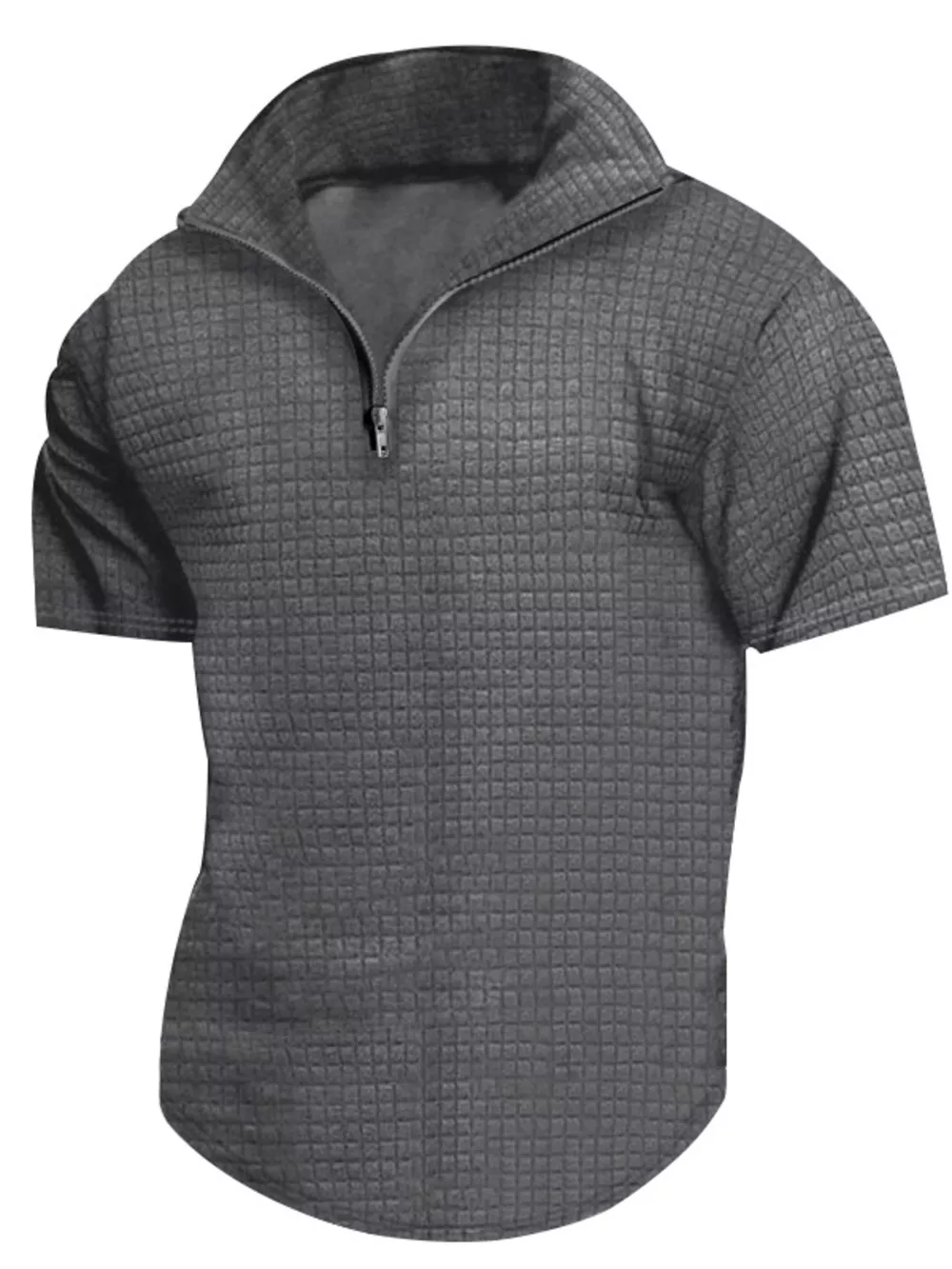Men's Full Size Textured Short Sleeve Zipper Polo Plus Size, image 10