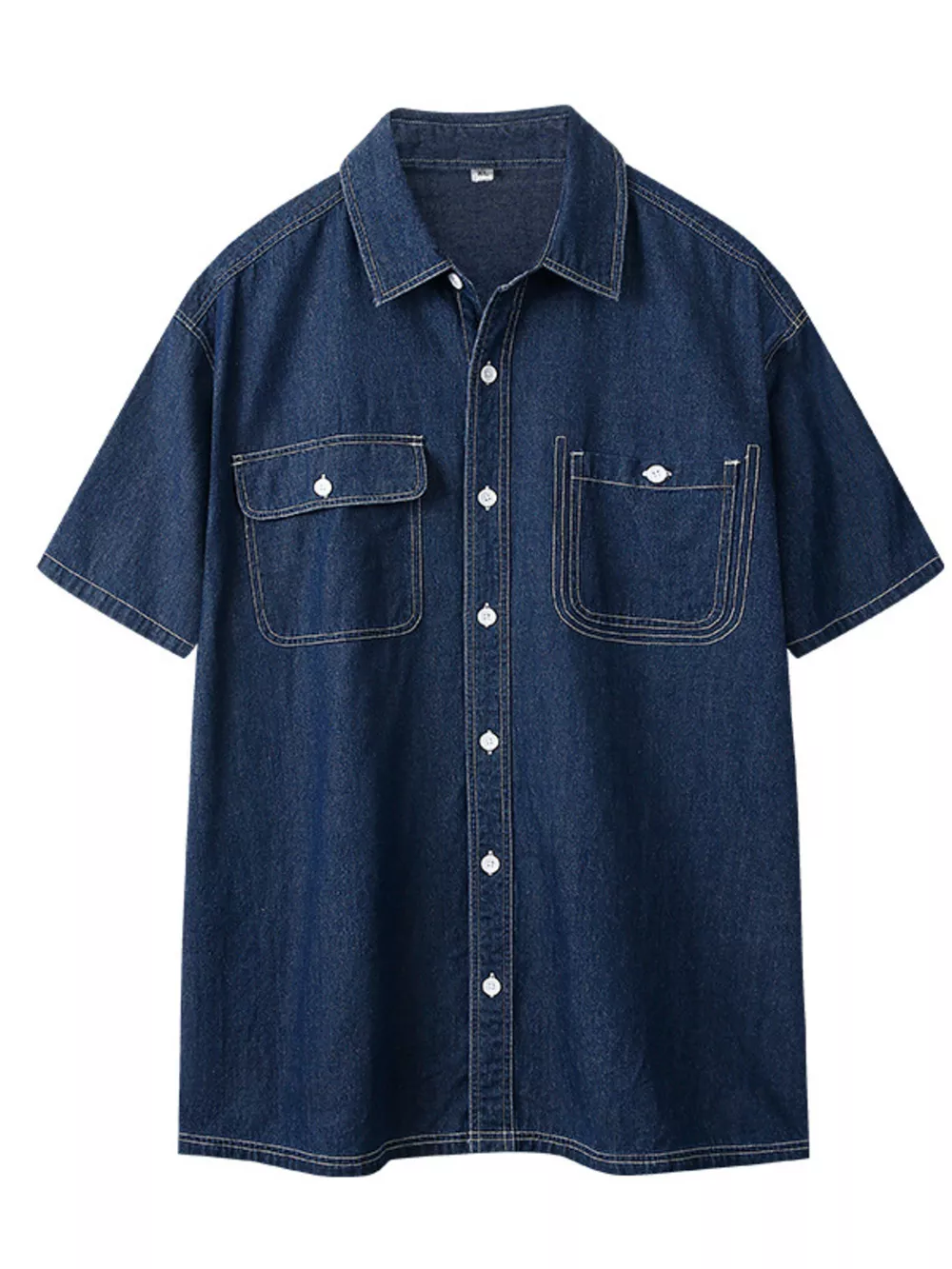 Men's Plus Size Casual Short Sleeve Denim Shirt, image 4