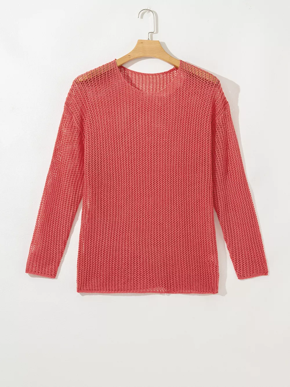Crochet Hollow Out Long Sleeve Knit Top, image 10