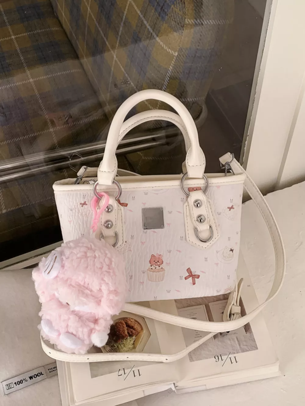 Plush Charm Patterned Crossbody Bag, image 2
