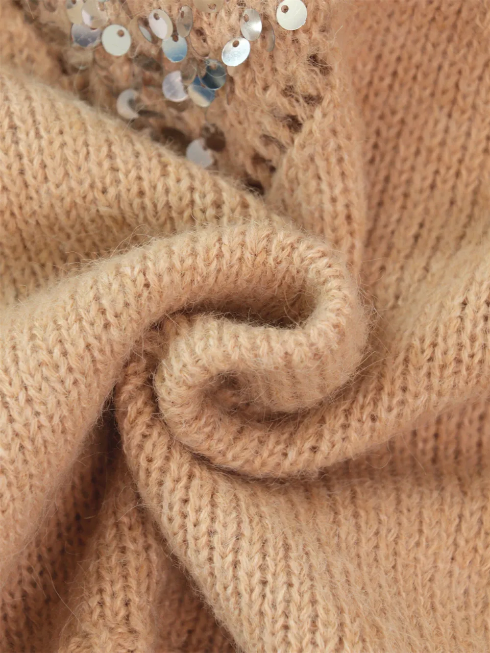 Sequined Diamond Pattern Oversized Sweater, image 18