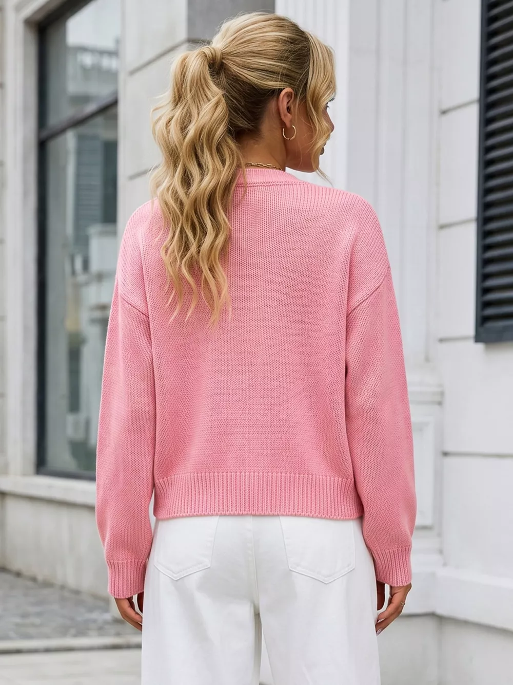 Casual Open-Front Knit Cardigan with Ribbed Trim, image 4