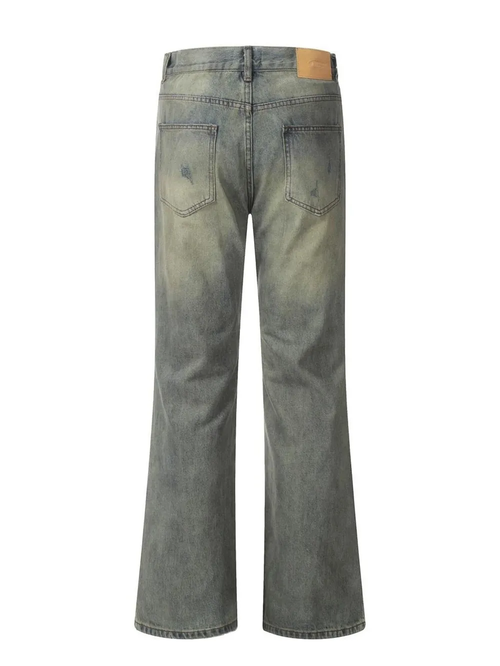 Men's Distressed Slim Bootcut Washed Jeans, image 2