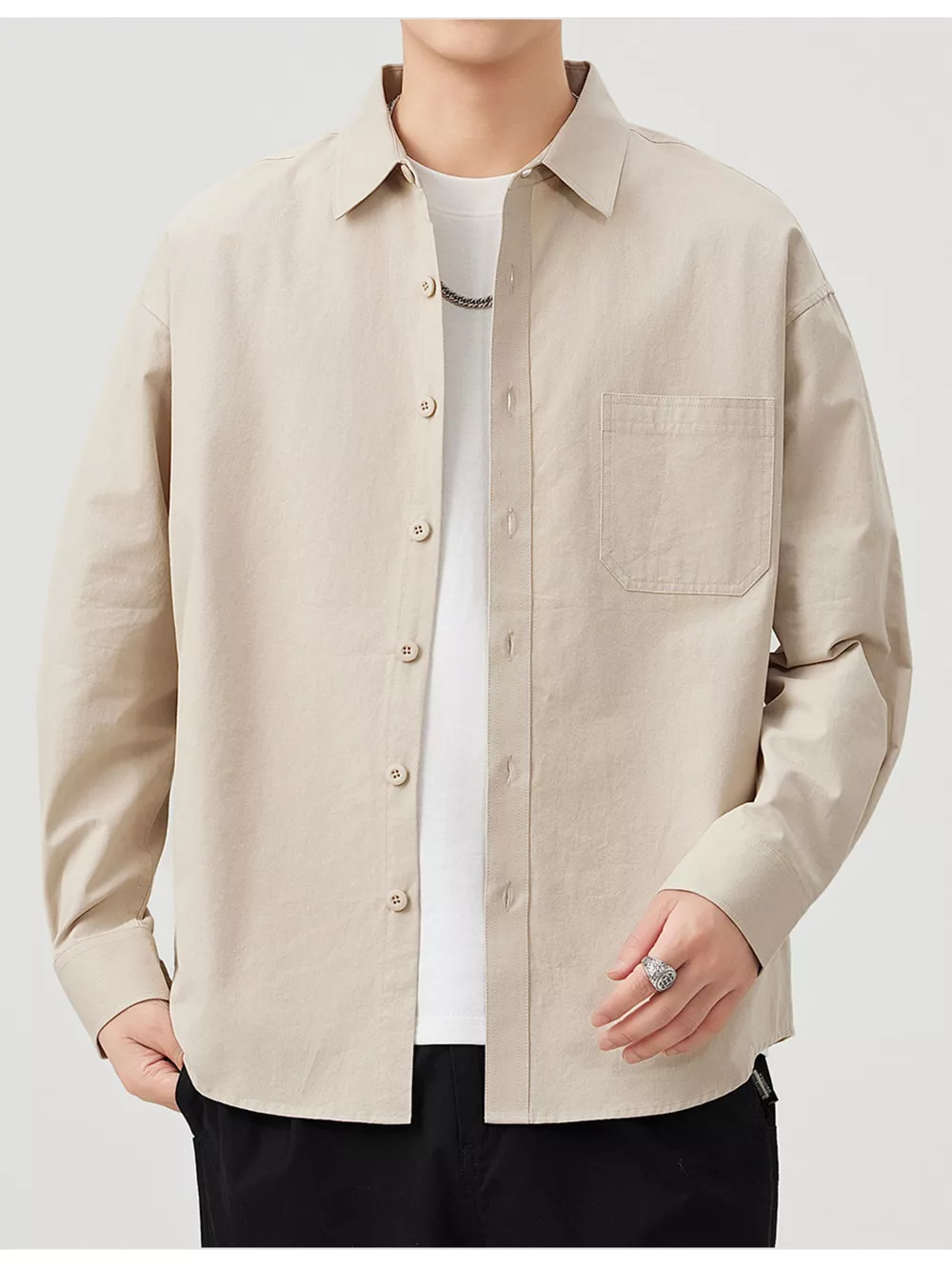 Men's Plus Size Button Up Long Sleeve Shirt, image 2
