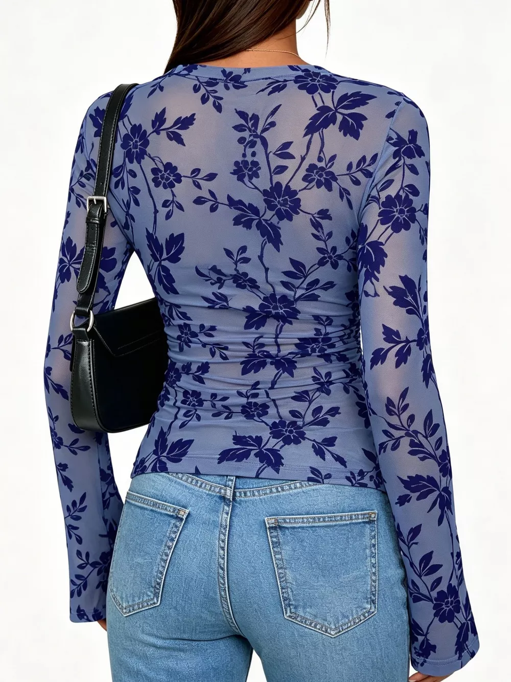Slim Fit Floral Print Long Sleeve Top, image 9
