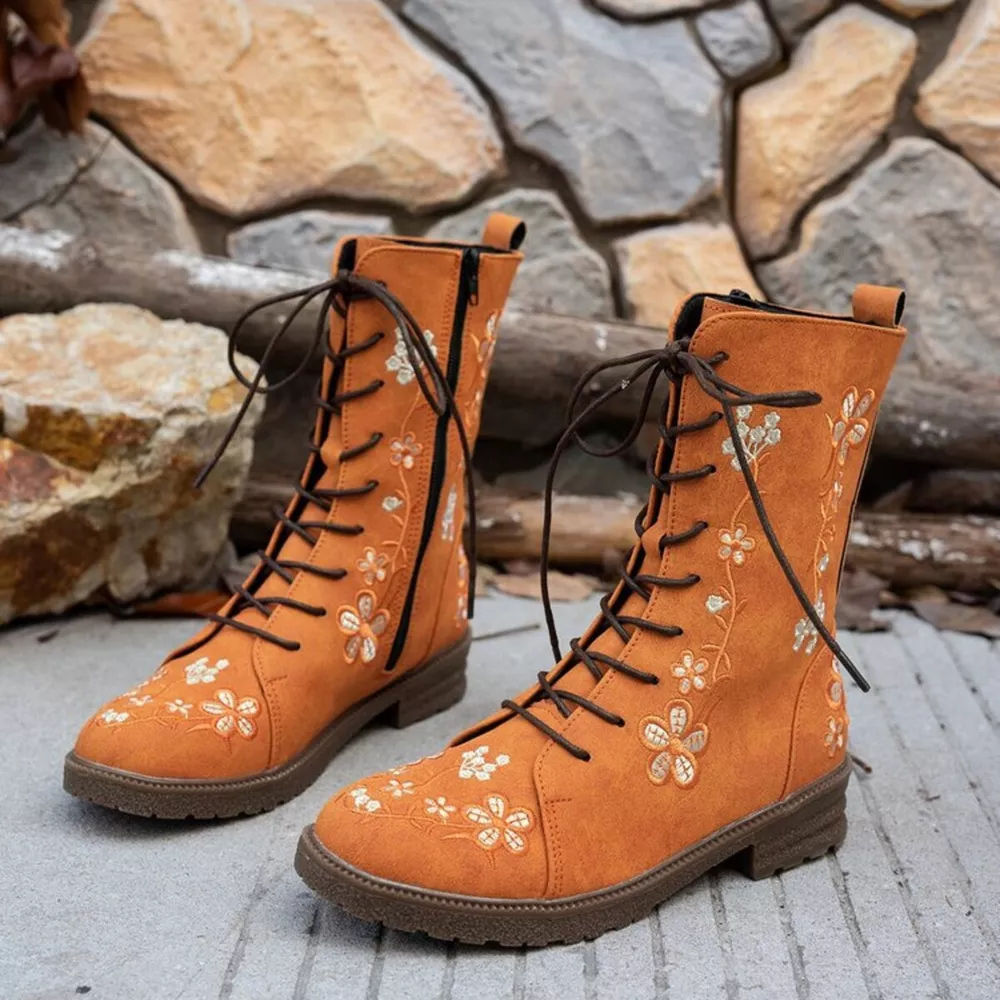 Round Toe Block Heels Boots, image 6